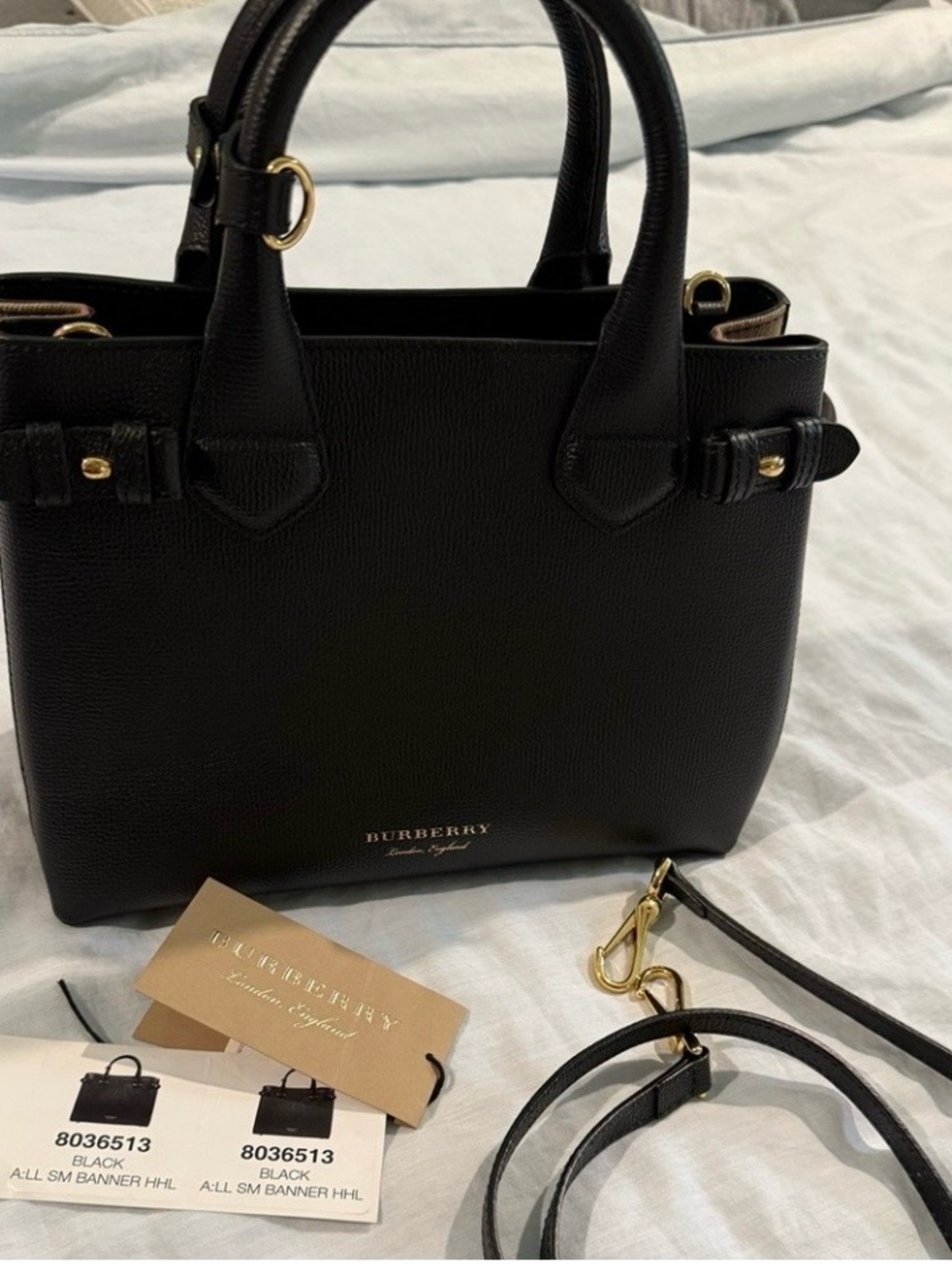 100% AUTHENTIC Burberry Derby Calfskin House Check Banner Tote Small, Like new! - Picture 2 of 15